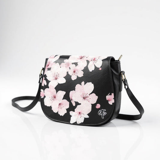ETC Cherry Blossom PU Leather Saddle Bag