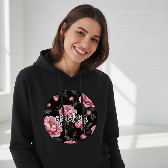 ETC Cotton Peonie Floral Black Hoodie