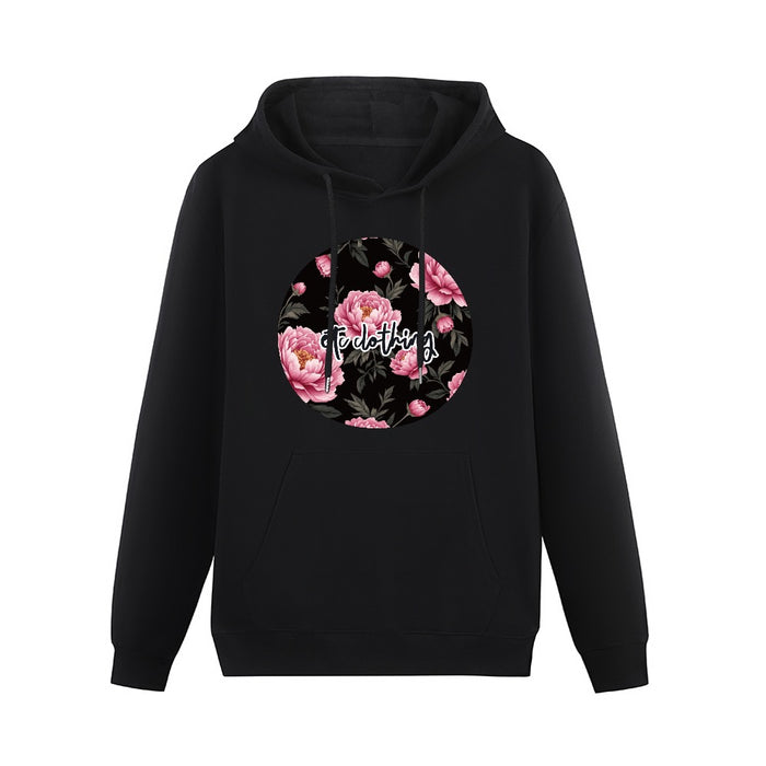 ETC Cotton Peonie Floral Black Hoodie