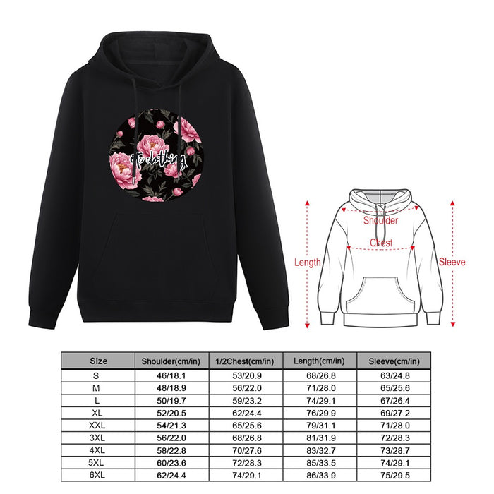 ETC Cotton Peonie Floral Black Hoodie