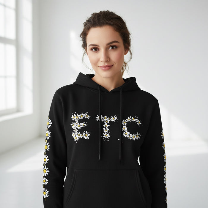 ETC Daisy Black Cotton Hoodie