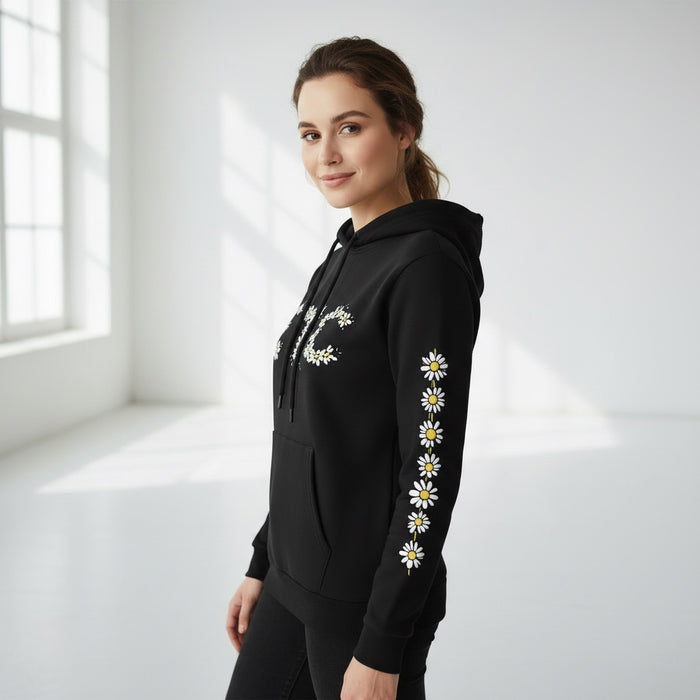 ETC Daisy Black Cotton Hoodie
