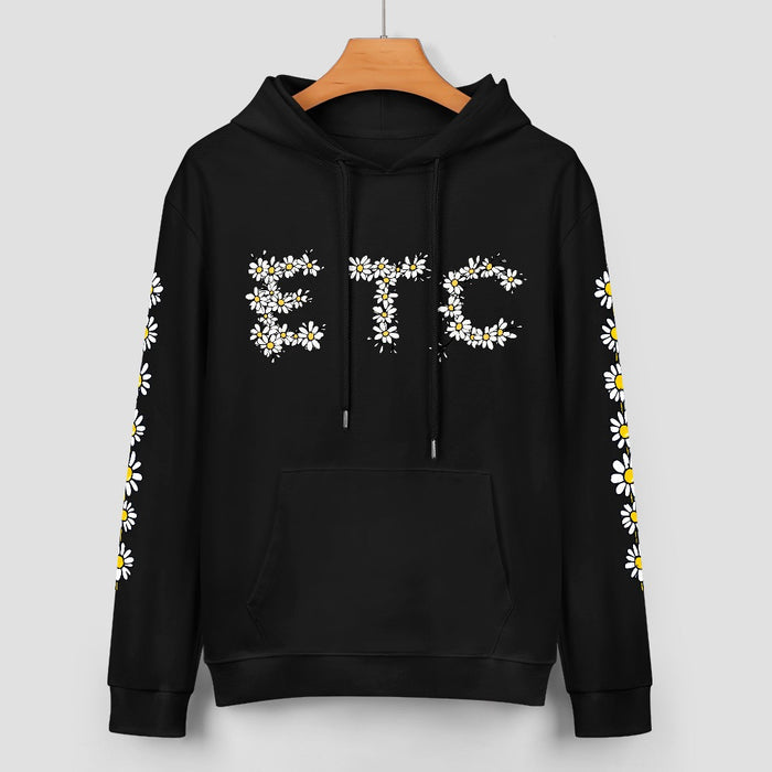 ETC Daisy Black Cotton Hoodie