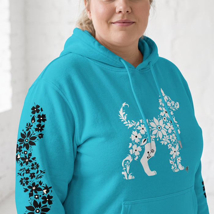 ETC Dog Floral Blue Cotton Hoodie