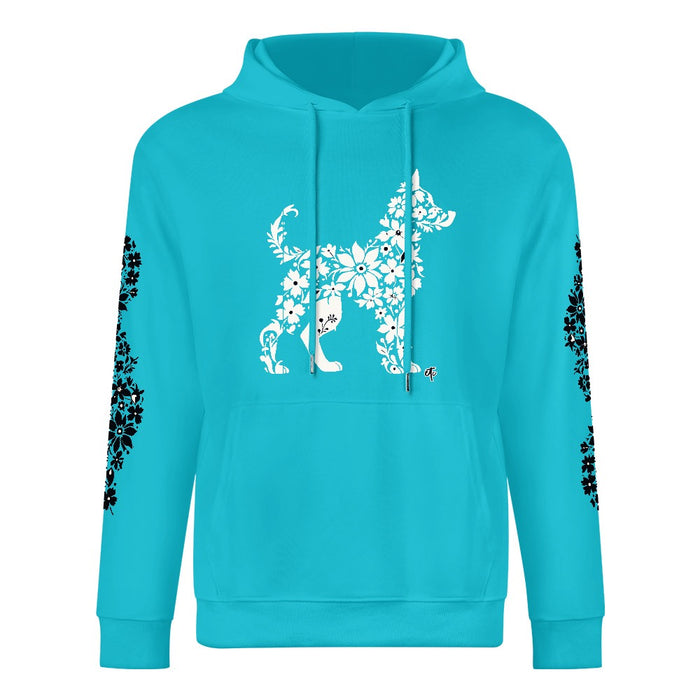 ETC Dog Floral Blue Cotton Hoodie