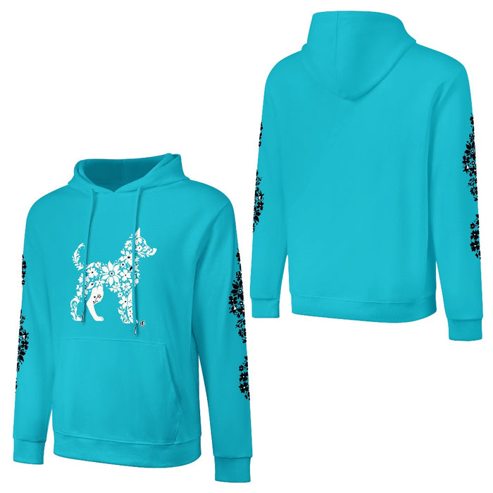 ETC Dog Floral Blue Cotton Hoodie