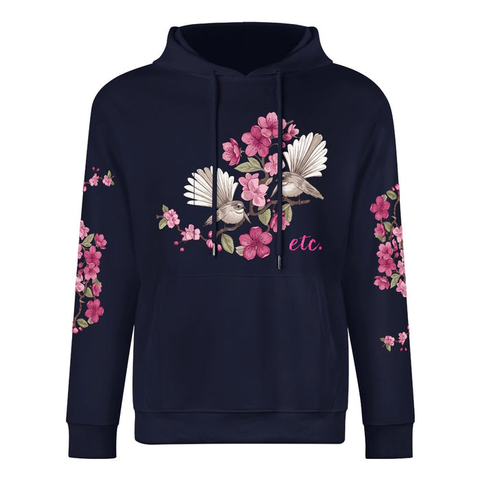 ETC EXCLUSIVE Floral fantail Navy Cotton Hoodie