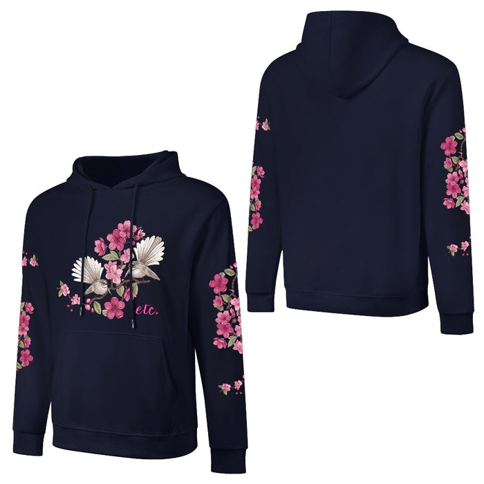 ETC EXCLUSIVE Floral fantail Navy Cotton Hoodie