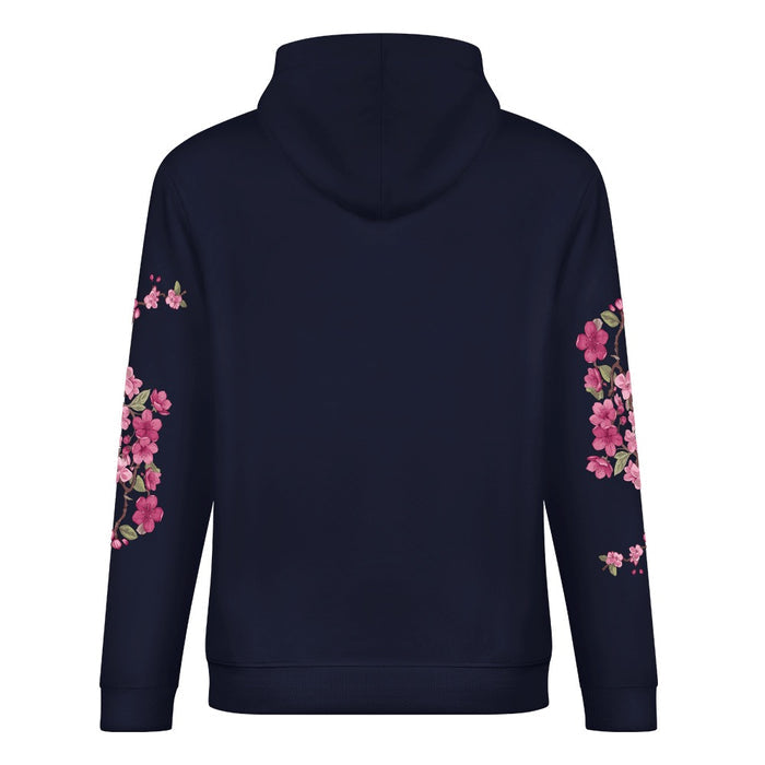ETC EXCLUSIVE Floral fantail Navy Cotton Hoodie