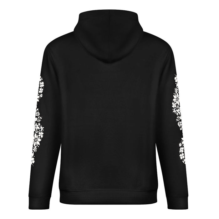 ETC Floral Cat Black Cotton Hoodie