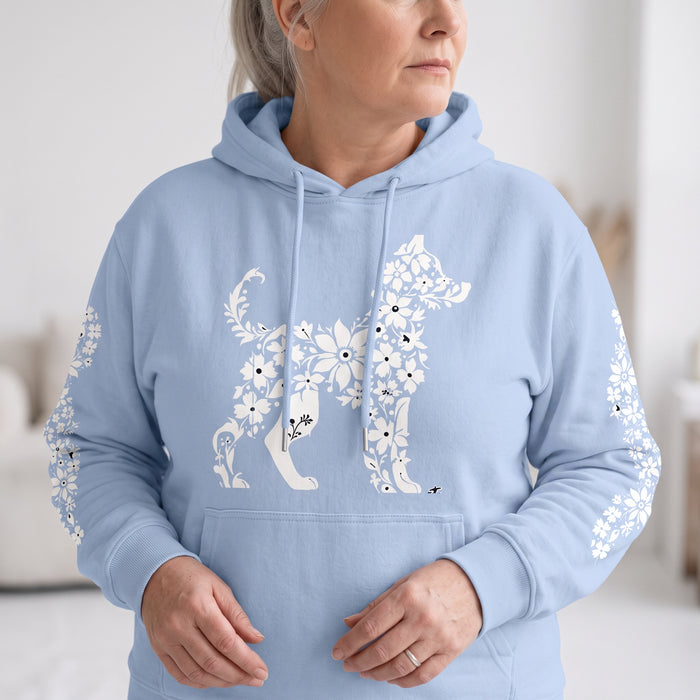 ETC Floral Dog Baby Blue Cotton Hoodie
