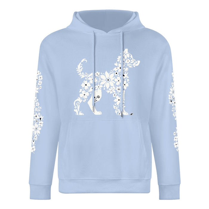 ETC Floral Dog Baby Blue Cotton Hoodie