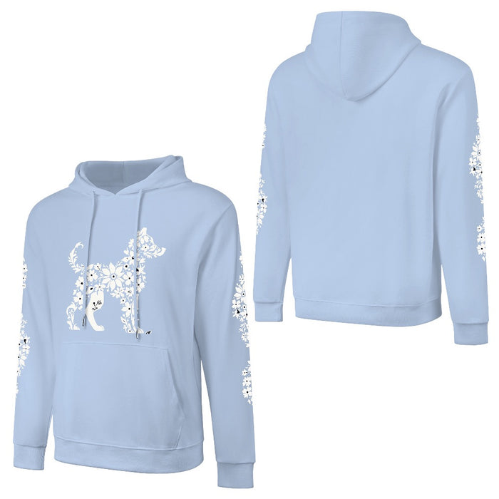 ETC Floral Dog Baby Blue Cotton Hoodie