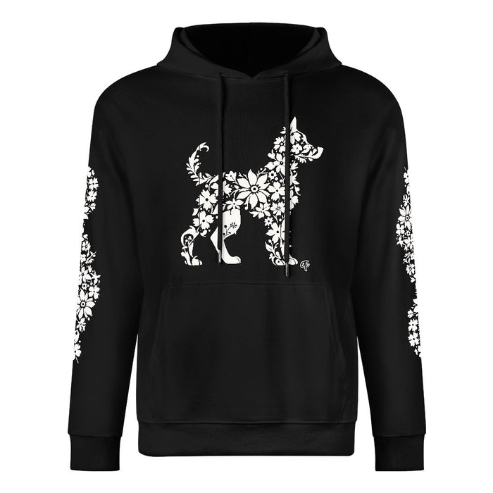 ETC Floral Dog Black Cotton Hoodie