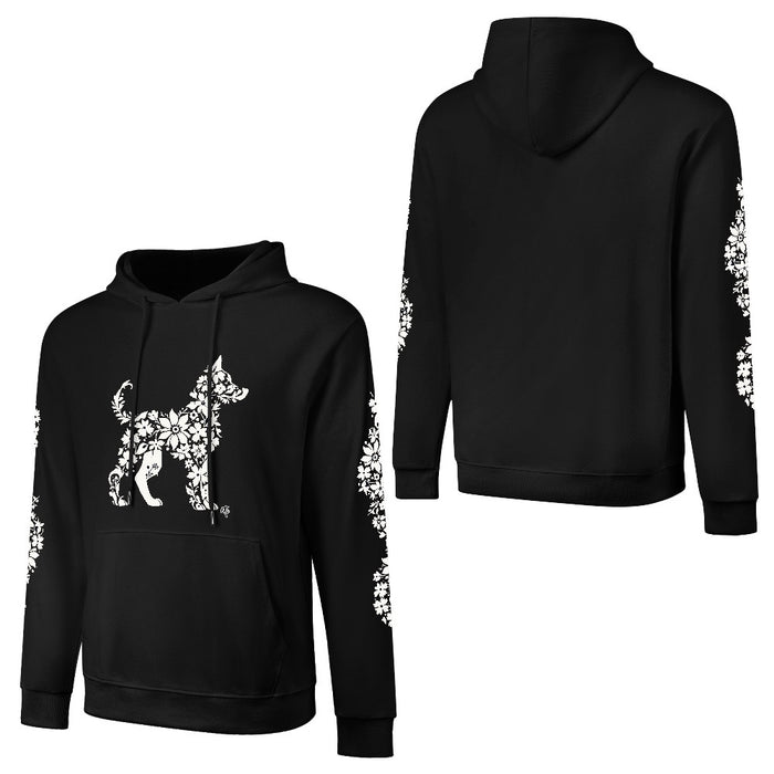 ETC Floral Dog Black Cotton Hoodie
