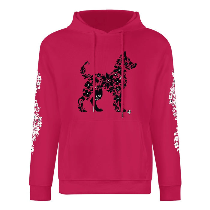 ETC Floral Dog Deep Pink Cotton Hoodie