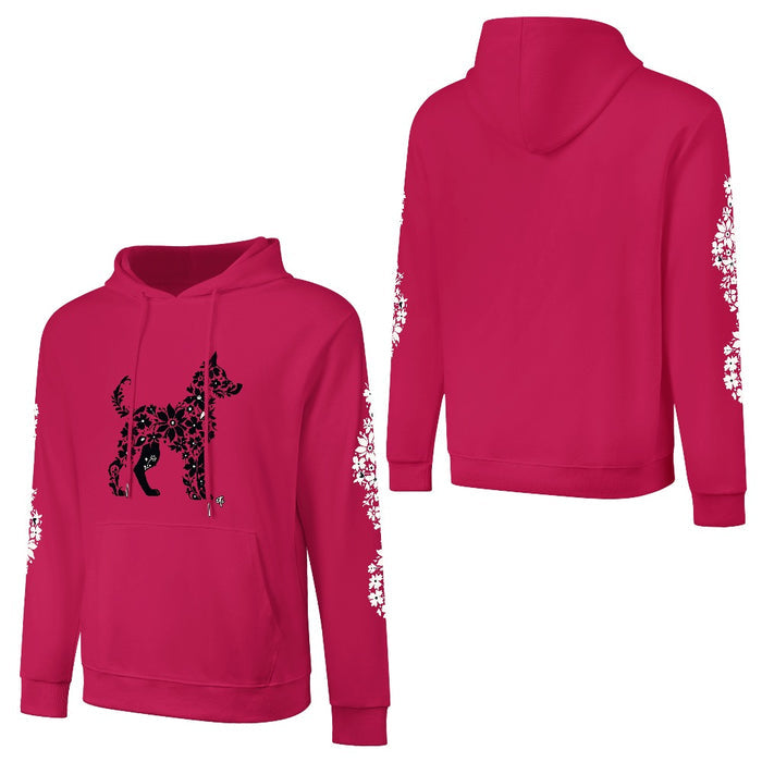 ETC Floral Dog Deep Pink Cotton Hoodie