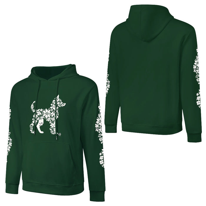 ETC Floral Dog Forest Green Cotton Hoodie