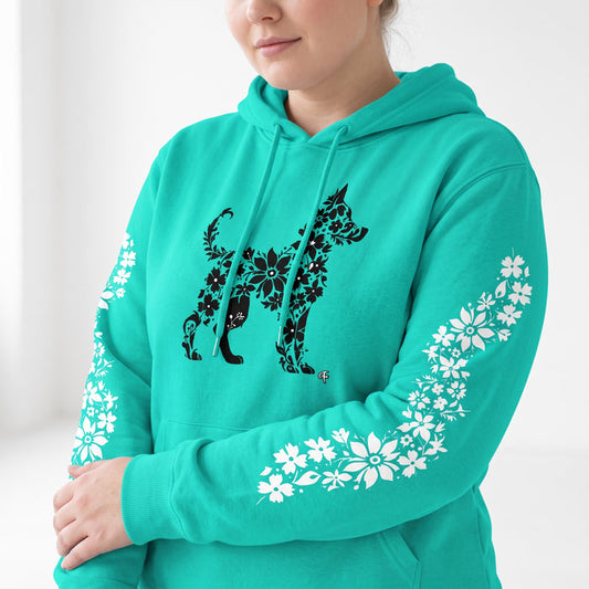 ETC Floral Dog Mint Cotton Hoodie