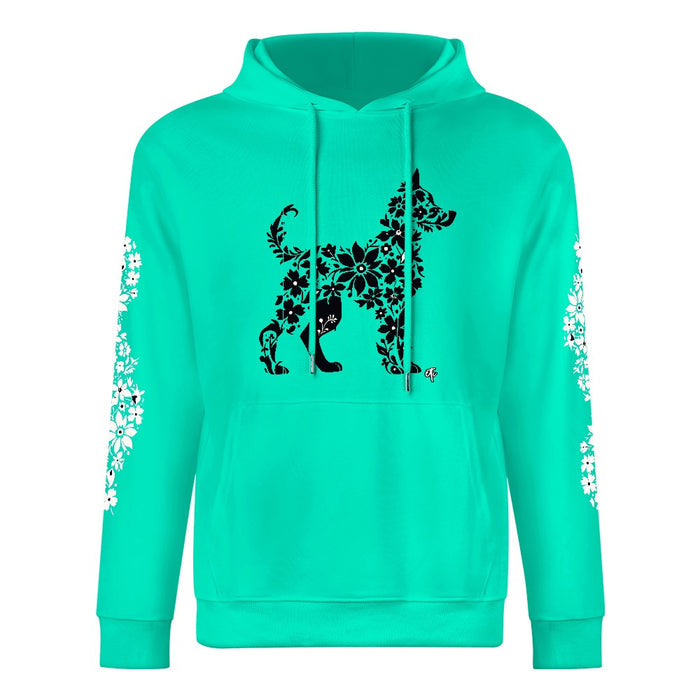 ETC Floral Dog Mint Cotton Hoodie