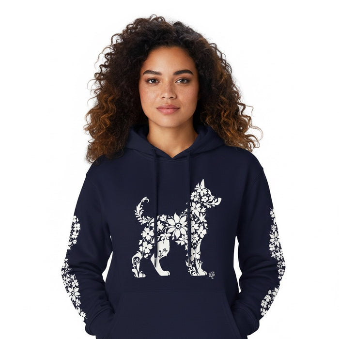 ETC Floral Dog Navy Cotton Dog Hoodie