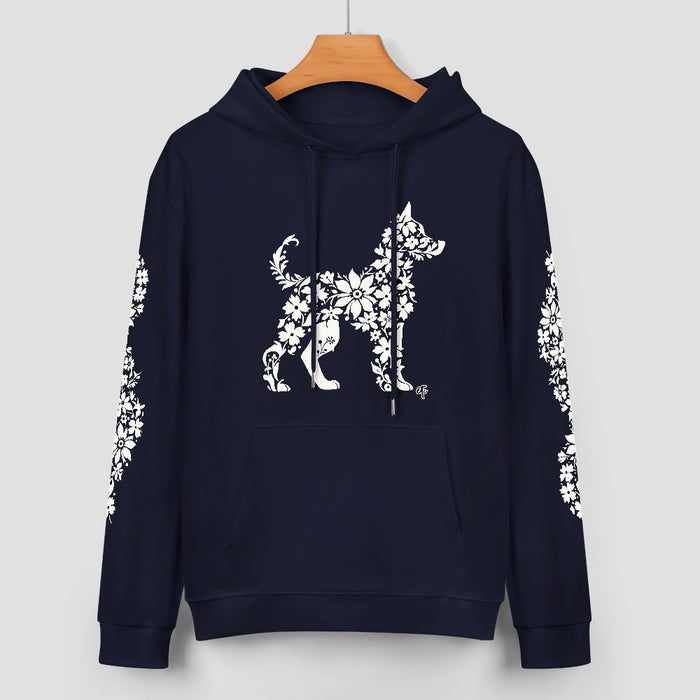 ETC Floral Dog Navy Cotton Dog Hoodie