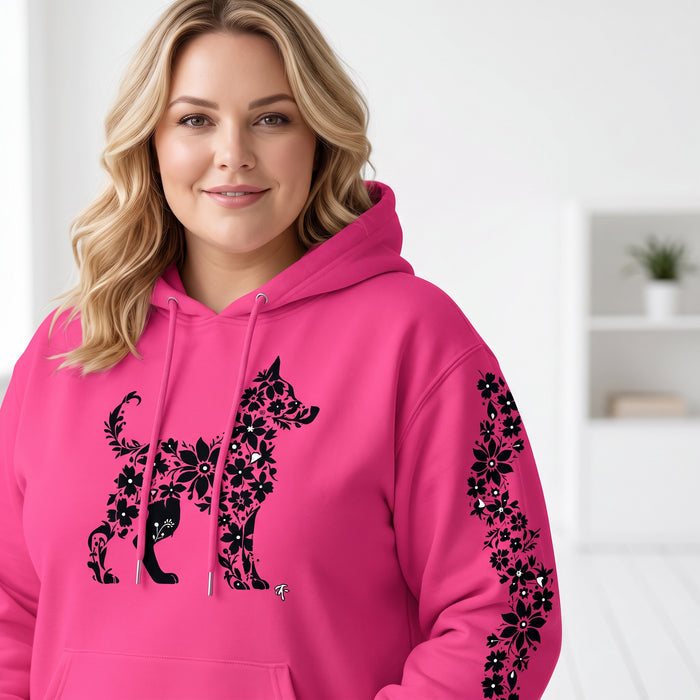 ETC Floral Dog Pink Cotton Hoodie