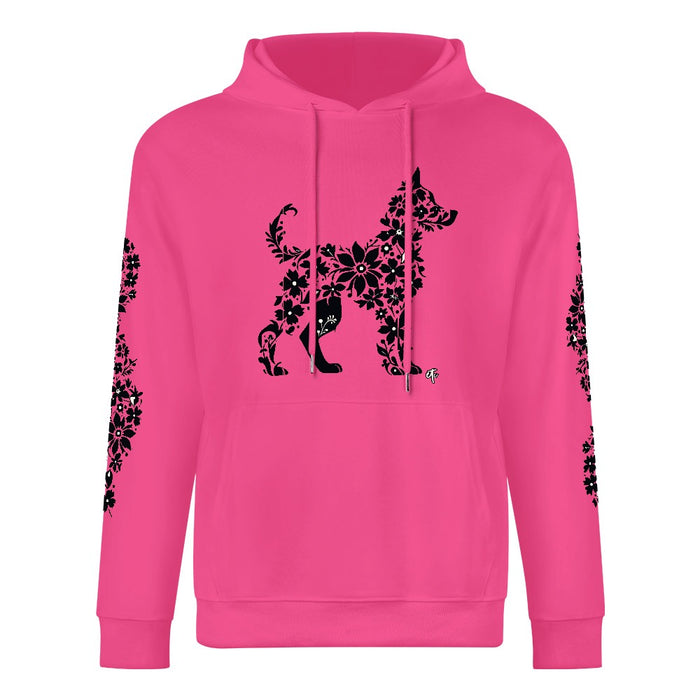 ETC Floral Dog Pink Cotton Hoodie