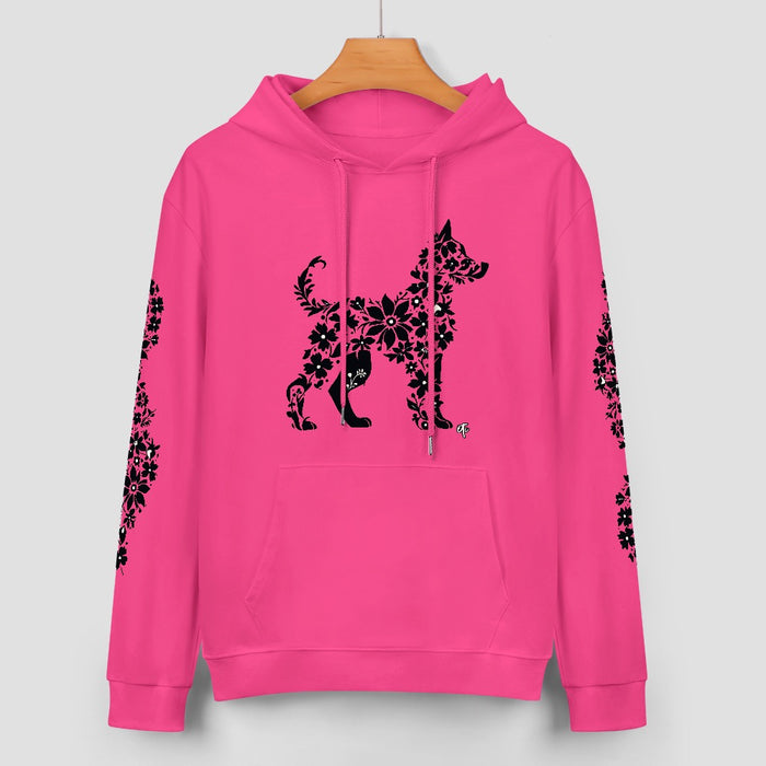 ETC Floral Dog Pink Cotton Hoodie