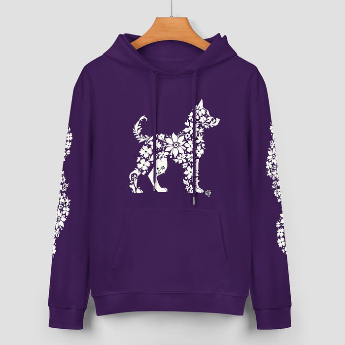 ETC Floral Dog Purple Cotto Hoodie