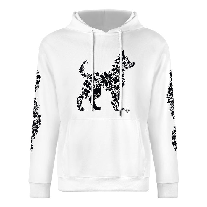 ETC Floral Dog White Cotton Hoodie