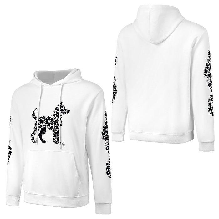 ETC Floral Dog White Cotton Hoodie
