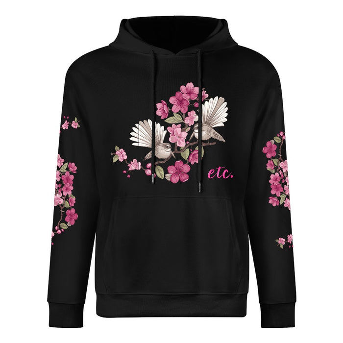 ETC Floral Fantail Black Cotton Hoodie