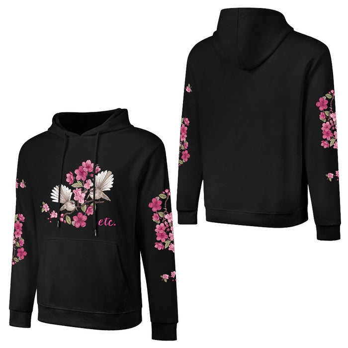 ETC Floral Fantail Black Cotton Hoodie