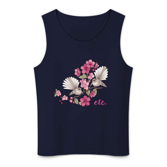 ETC Floral Fantail Cotton Navy Singlet
