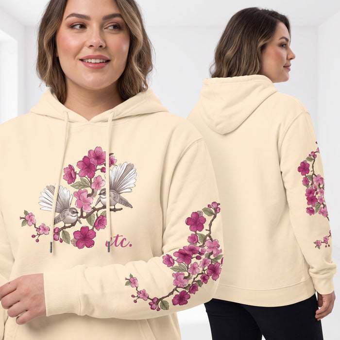 ETC Floral Fantail Cream Cotton Hoodie