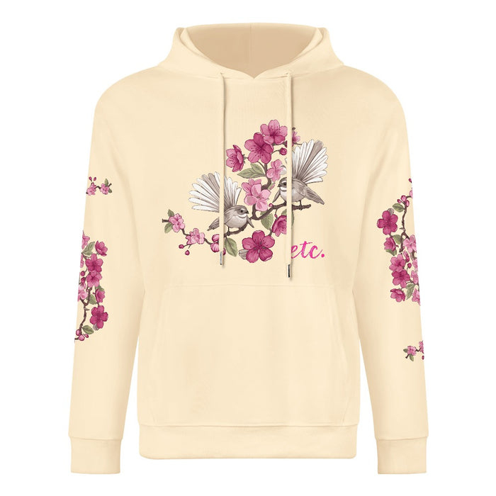 ETC Floral Fantail Cream Cotton Hoodie