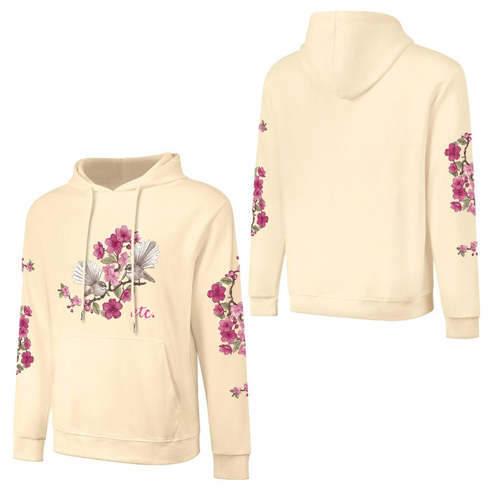 ETC Floral Fantail Cream Cotton Hoodie