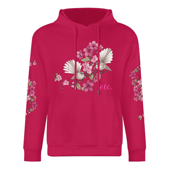 ETC Floral Fantail Deep Pink Cotton Hoodie