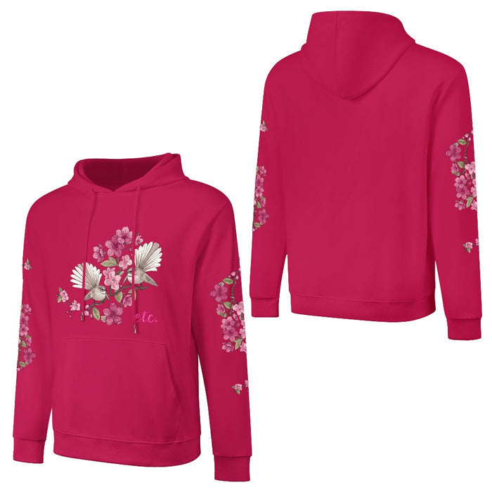 ETC Floral Fantail Deep Pink Cotton Hoodie