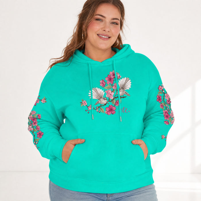 ETC Floral Fantail mint Cotton Hoodie