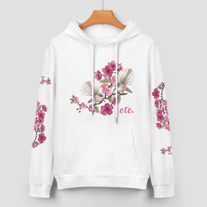 ETC Floral Fantail White Cotton Hoodie