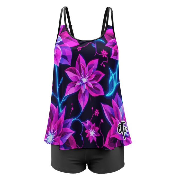 ETC Floral Neon Plus Size Tankini Set