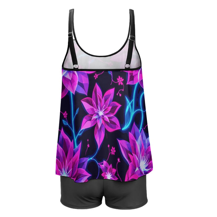 ETC Floral Neon Plus Size Tankini Set