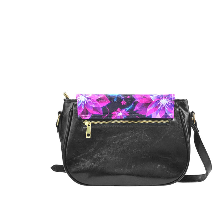 ETC Floral Neon PU Leather Saddle Bag