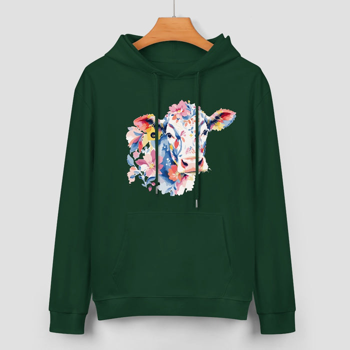 ETC Green Floral Cow Cotton Hoodie