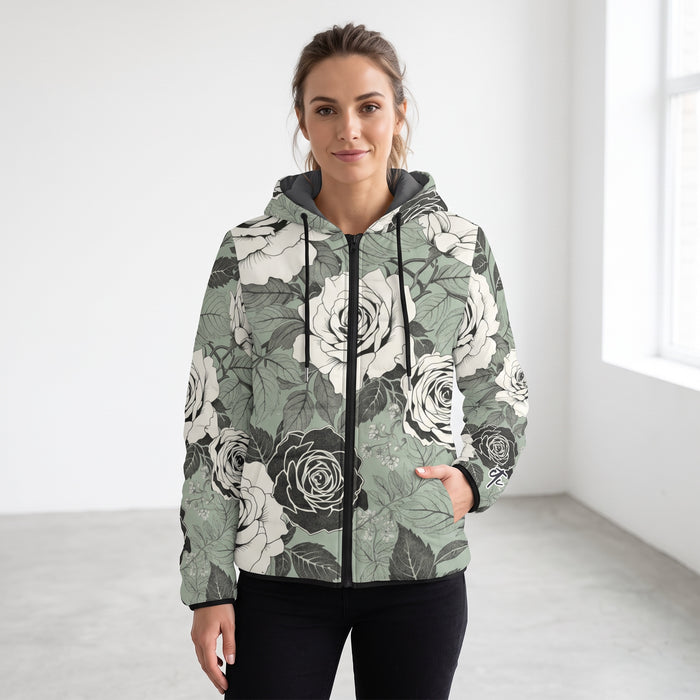 ETC Green Floral Hooded Puffer