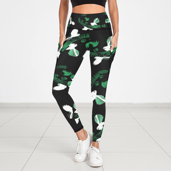 ETC Green Piwakawaka Koru Leggings