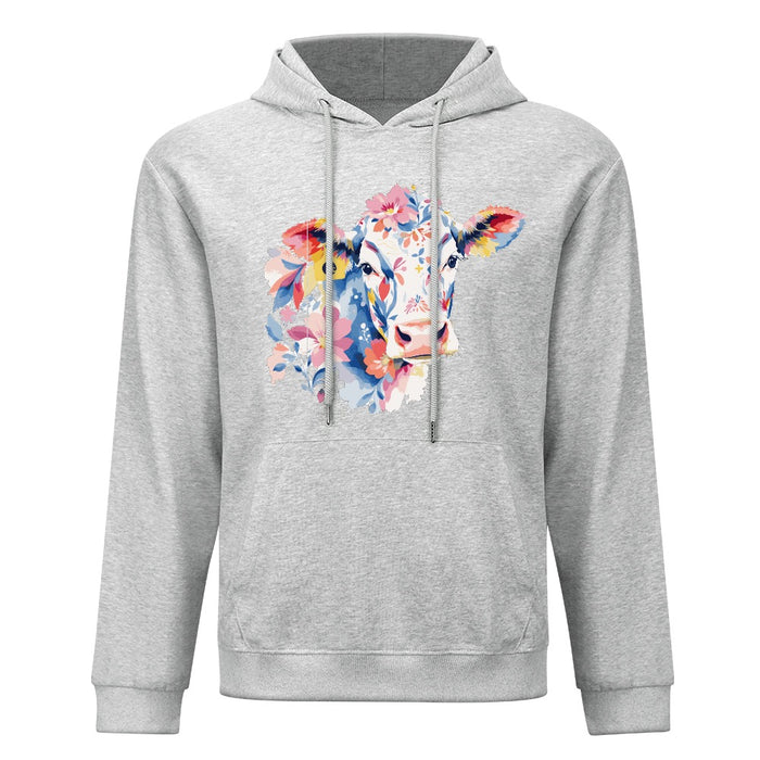 ETC Grey Floral Cow Cotton Hoodie