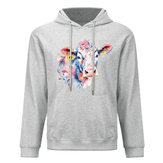 ETC Grey Floral Cow Cotton Hoodie